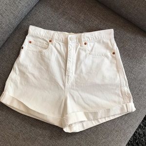 GAP super high rise white denim shorts